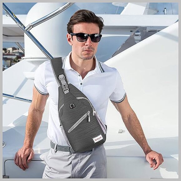 Sling Bag for Women Men:Small Crossbody Sling Backpack - Mini Black(stripe) - Picture 7 of 8